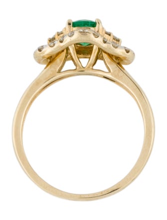 Ring 14K Emerald & Diamond Cocktail Ring
