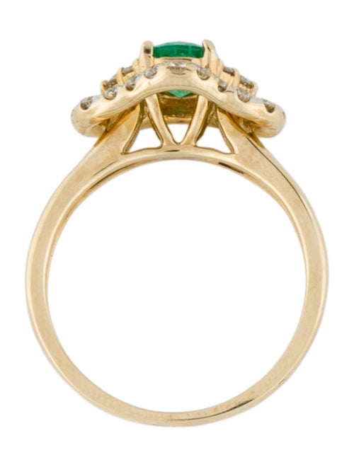 Ring 14K Emerald & Diamond Cocktail Ring