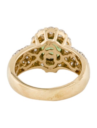 Ring 14K 1.79ct Demantoid Garnet & Diamond Cocktail Ring