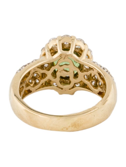 Ring 14K 1.79ct Demantoid Garnet & Diamond Cocktail Ring