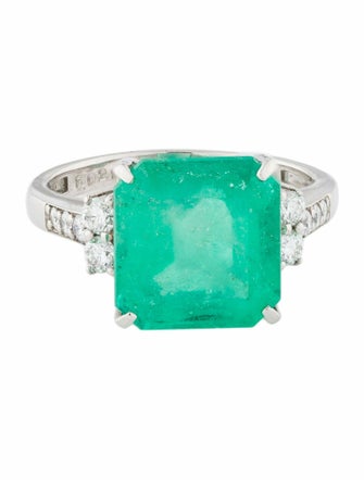 Ring Platinum 5.02ct Colombian Emerald & Diamond Cocktail Ring