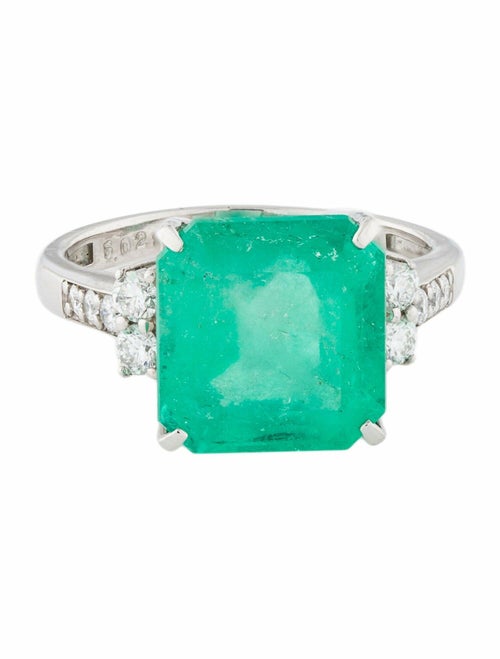 Ring Platinum 5.02ct Colombian Emerald & Diamond Cocktail Ring