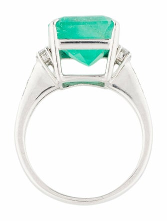 Ring Platinum 5.02ct Colombian Emerald & Diamond Cocktail Ring