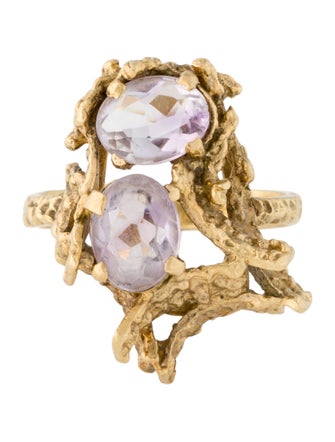 Ring 18K 1.28ctw Amethyst Organic Motif Cocktail Ring