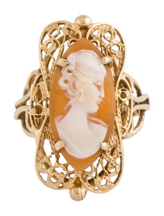 Ring 14K Shell Cameo Cocktail Ring