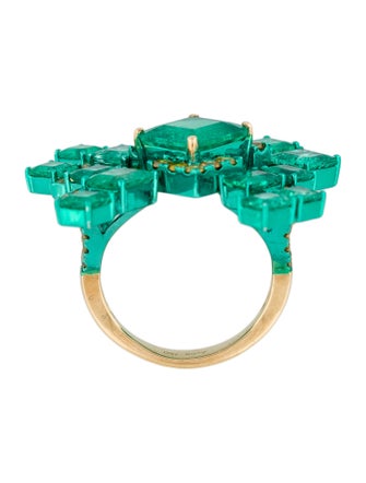 Ring Austy Lee 18K 7.50ctw Emerald & Diamond Geometric Ring