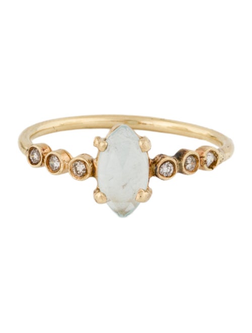 Ring 14K Aquamarine & Diamond Band Ring