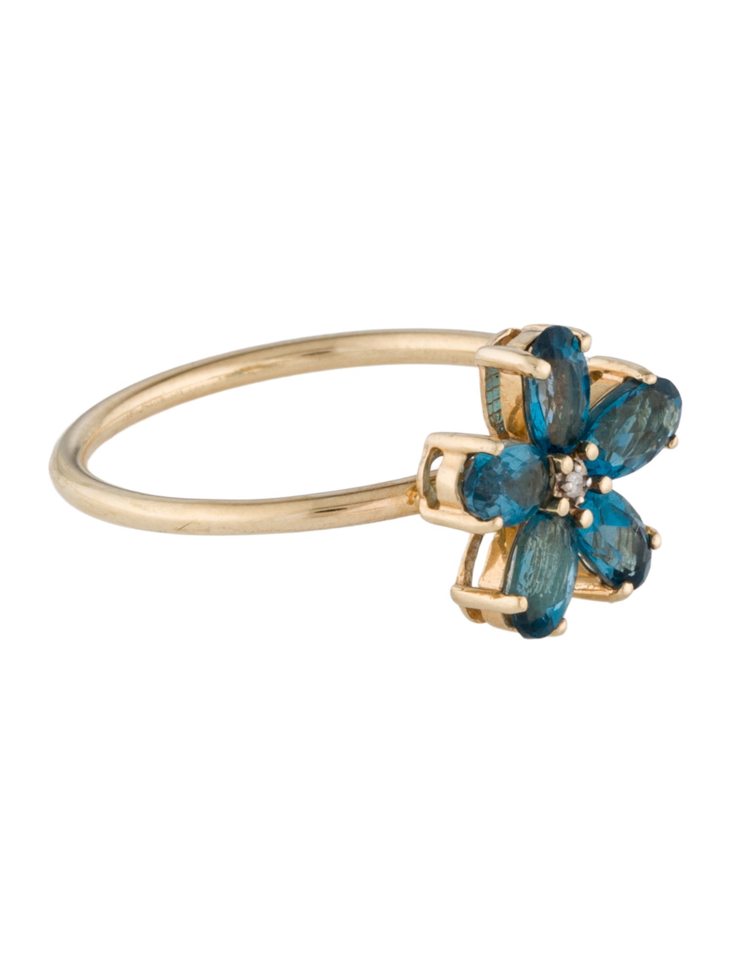 Ring 14K 1.10ctw Topaz & Diamond Flower