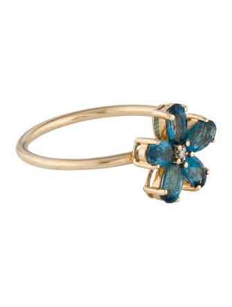 Ring 14K 1.10ctw Topaz & Diamond Flower Ring
