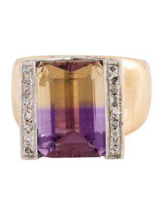 Ring 14K Ametrine & Diamond Cocktail Ring