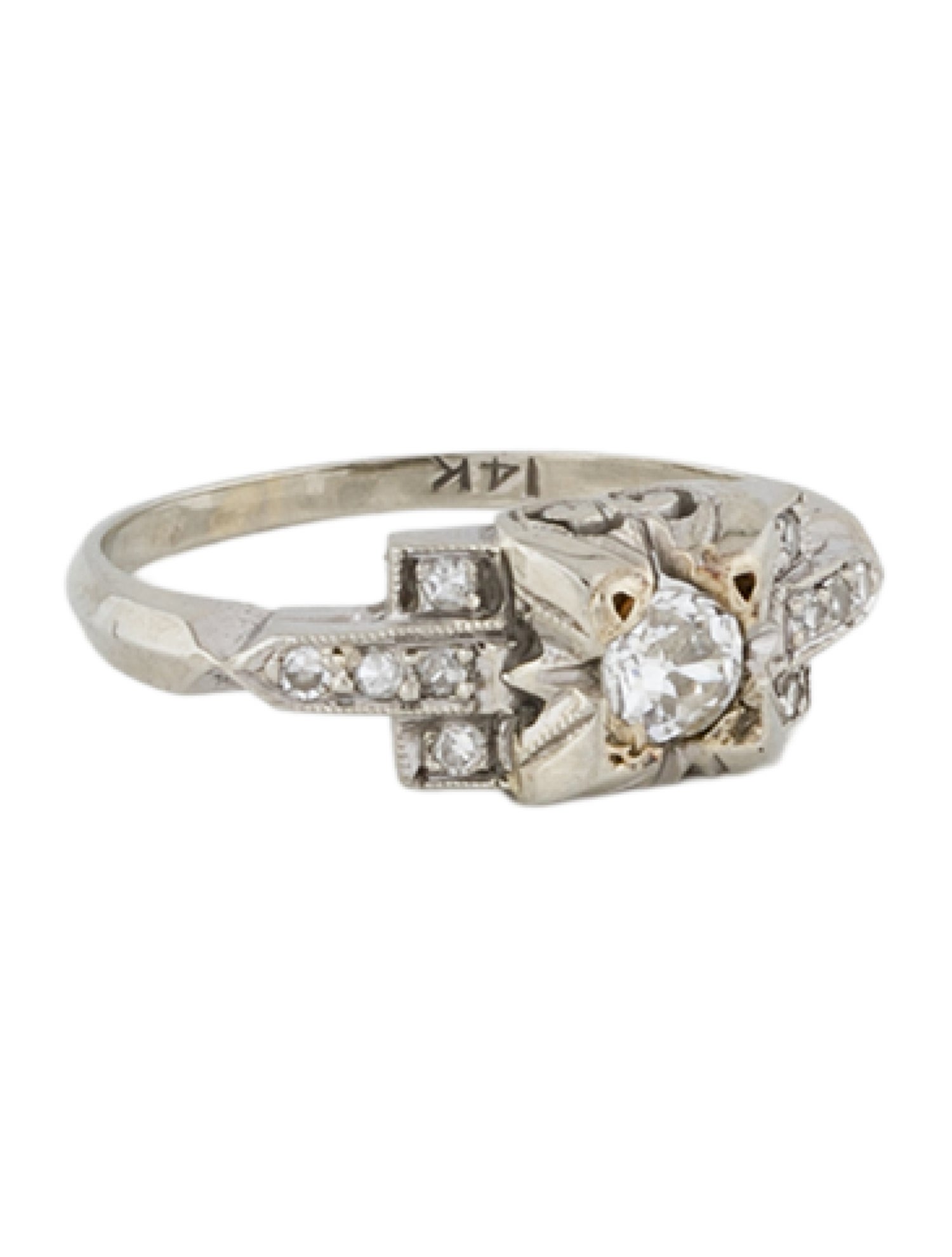 Ring Vintage 14K Diamond Pinky