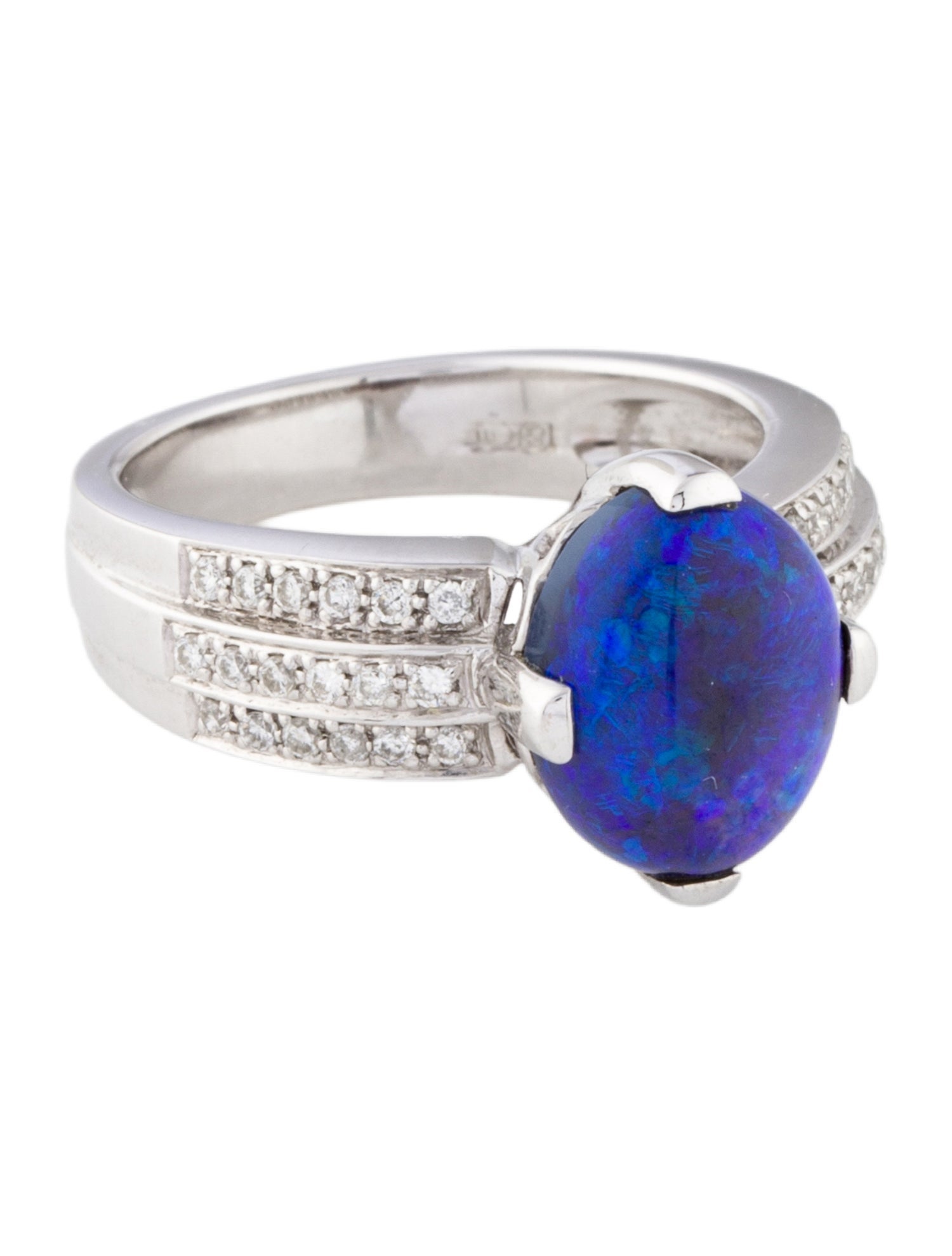 Ring 18K 2.95ct Opal & Diamond Cocktail