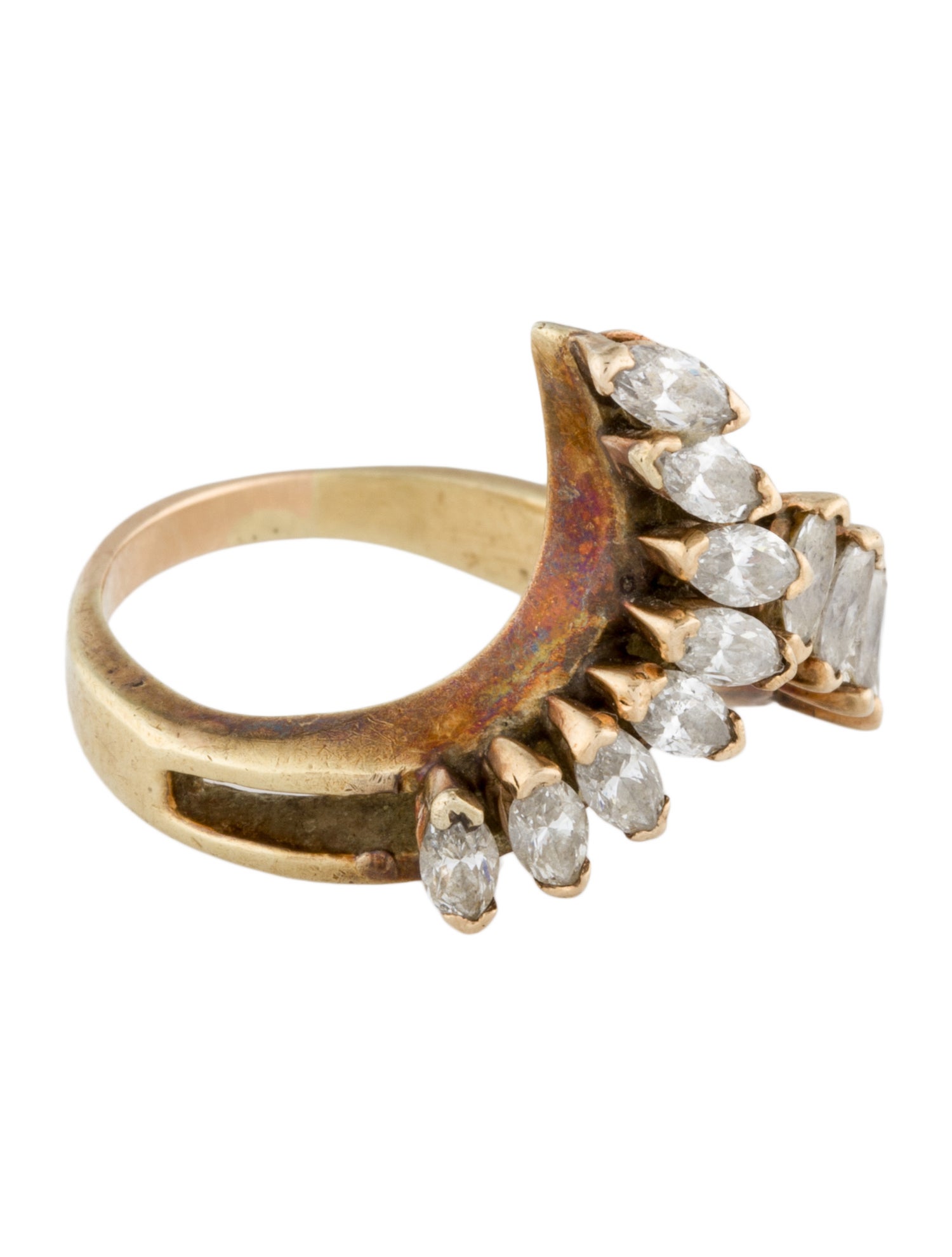 Ring 14K 2.16ctw Diamond Marquise Abstract Cocktail Ring