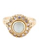 Ring 14K Cat's Eye Aquamarine & Moonstone Cocktail Ring