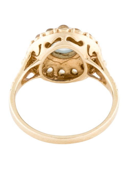 Ring 14K Cat's Eye Aquamarine & Moonstone Cocktail Ring