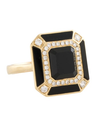 Ring 18K Onyx & Diamond Cocktail Ring