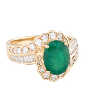 Ring 14K 2.60ct Emerald & Diamond Cocktail Ring