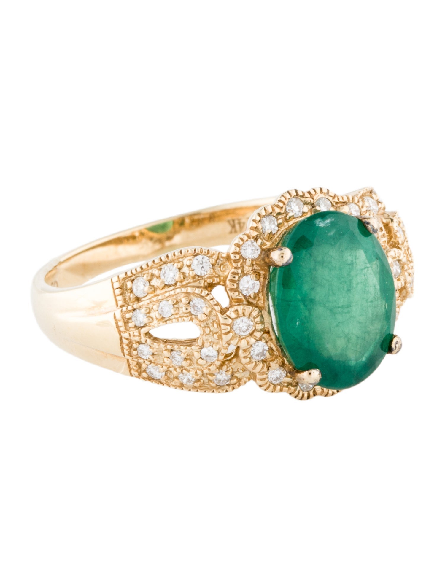 Ring 14K 2.31ct Emerald & Diamond Cocktail Ring