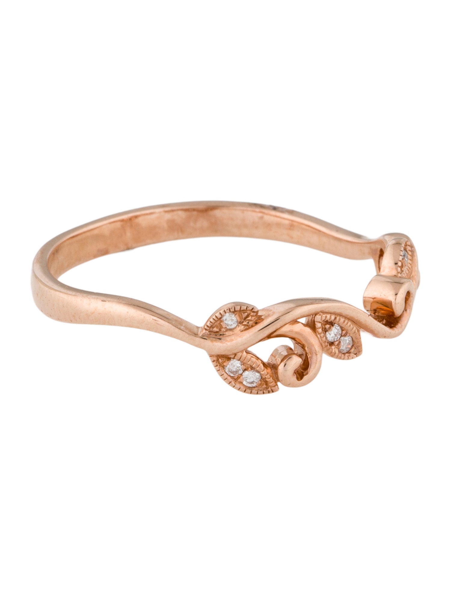 Ring 14K Diamond Leaf Band