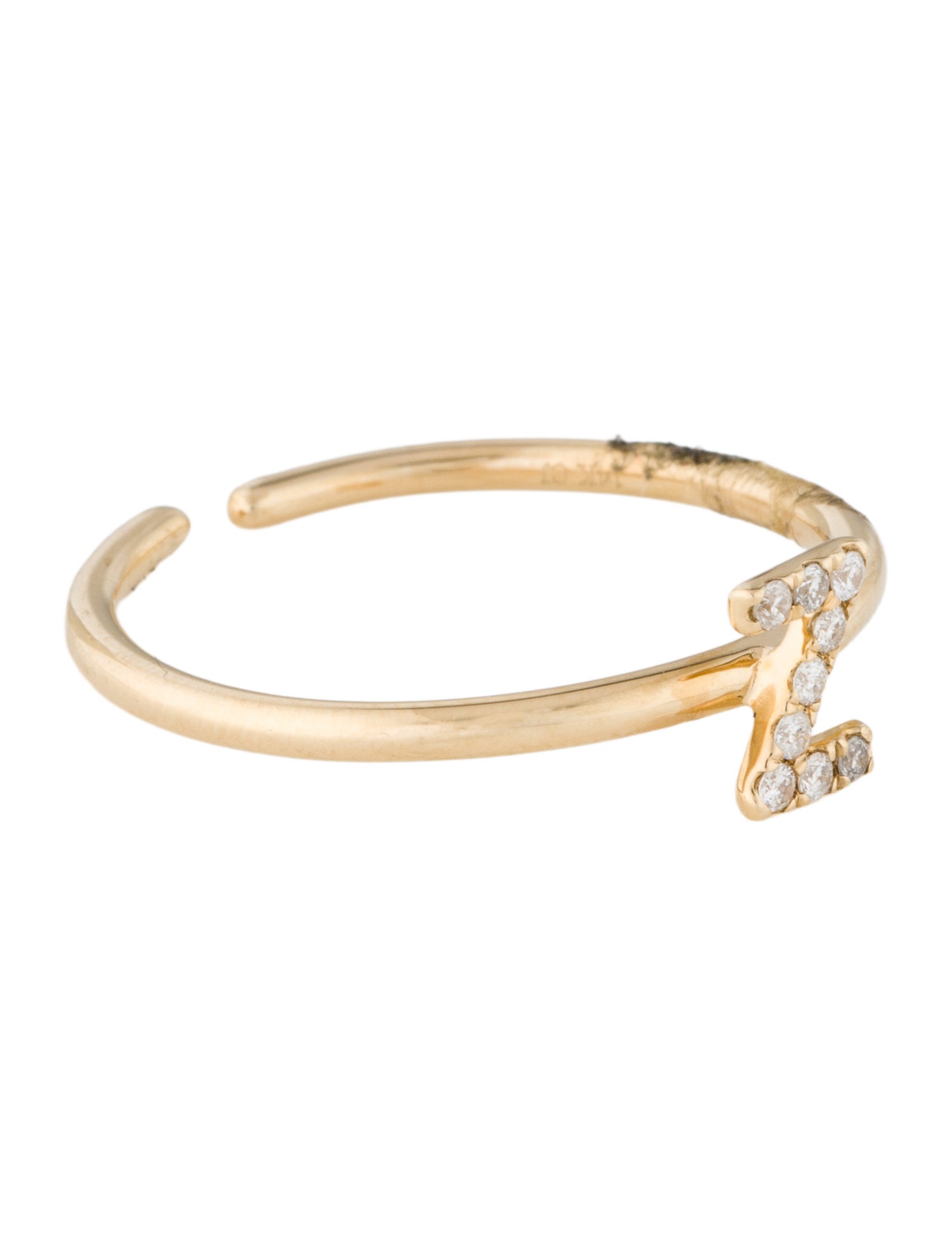 Ring 14K Diamond Initial 'Z' Adjustable Band