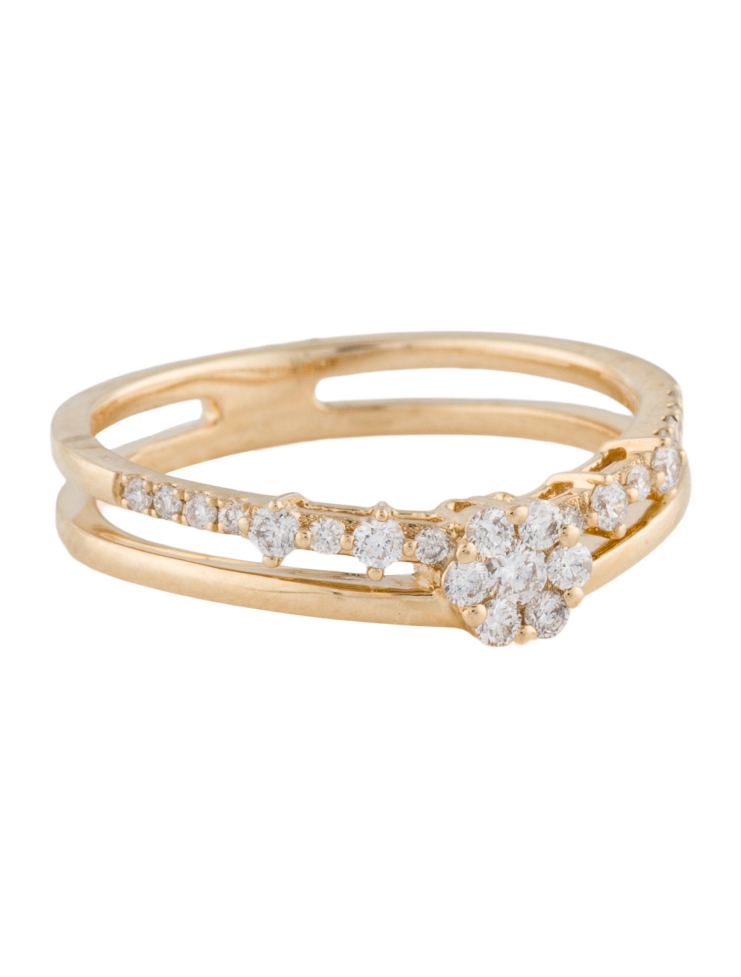 Ring 14K Diamond Double Band Cocktail Ring