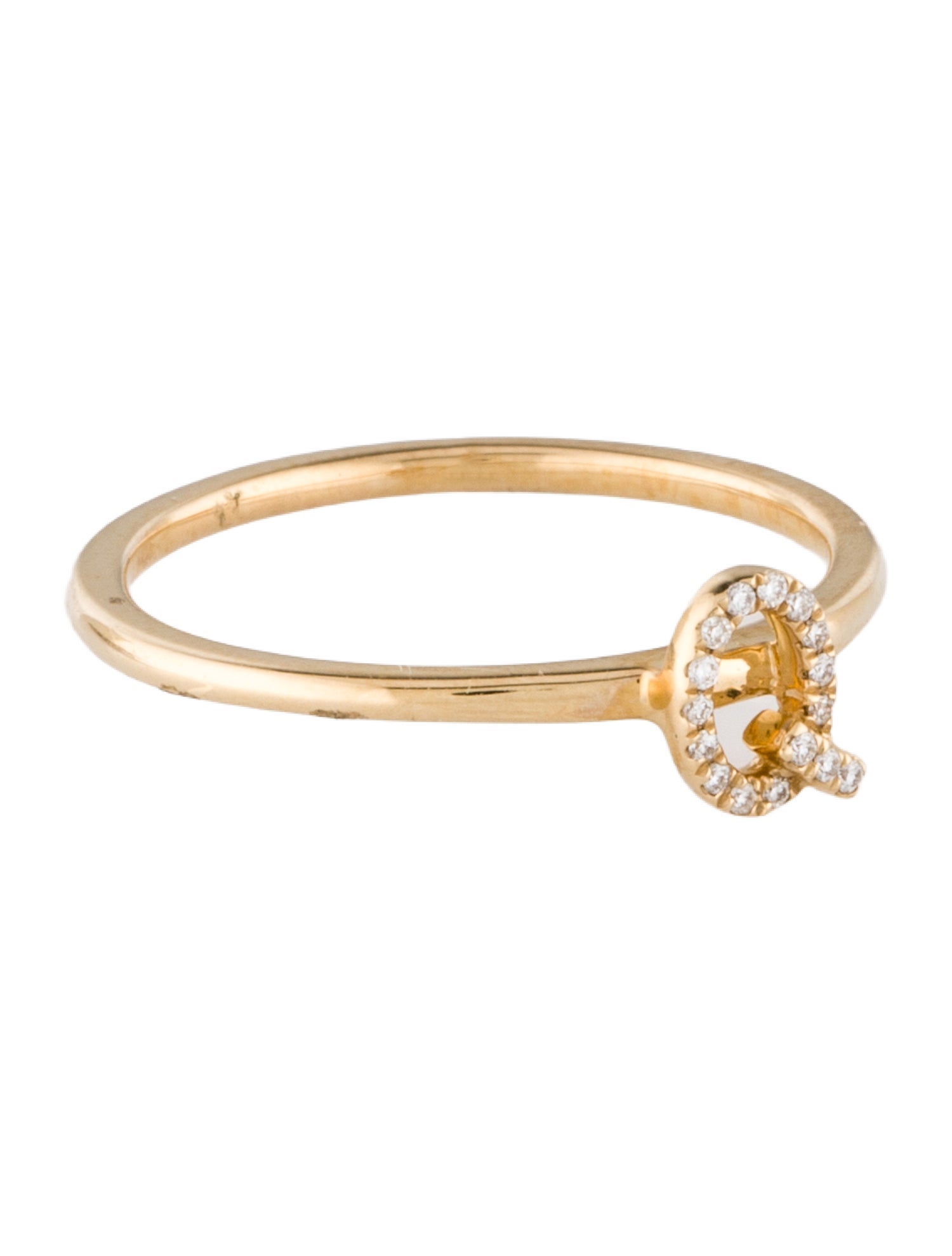 Ring 14K Diamond Initial 'Q' Ring