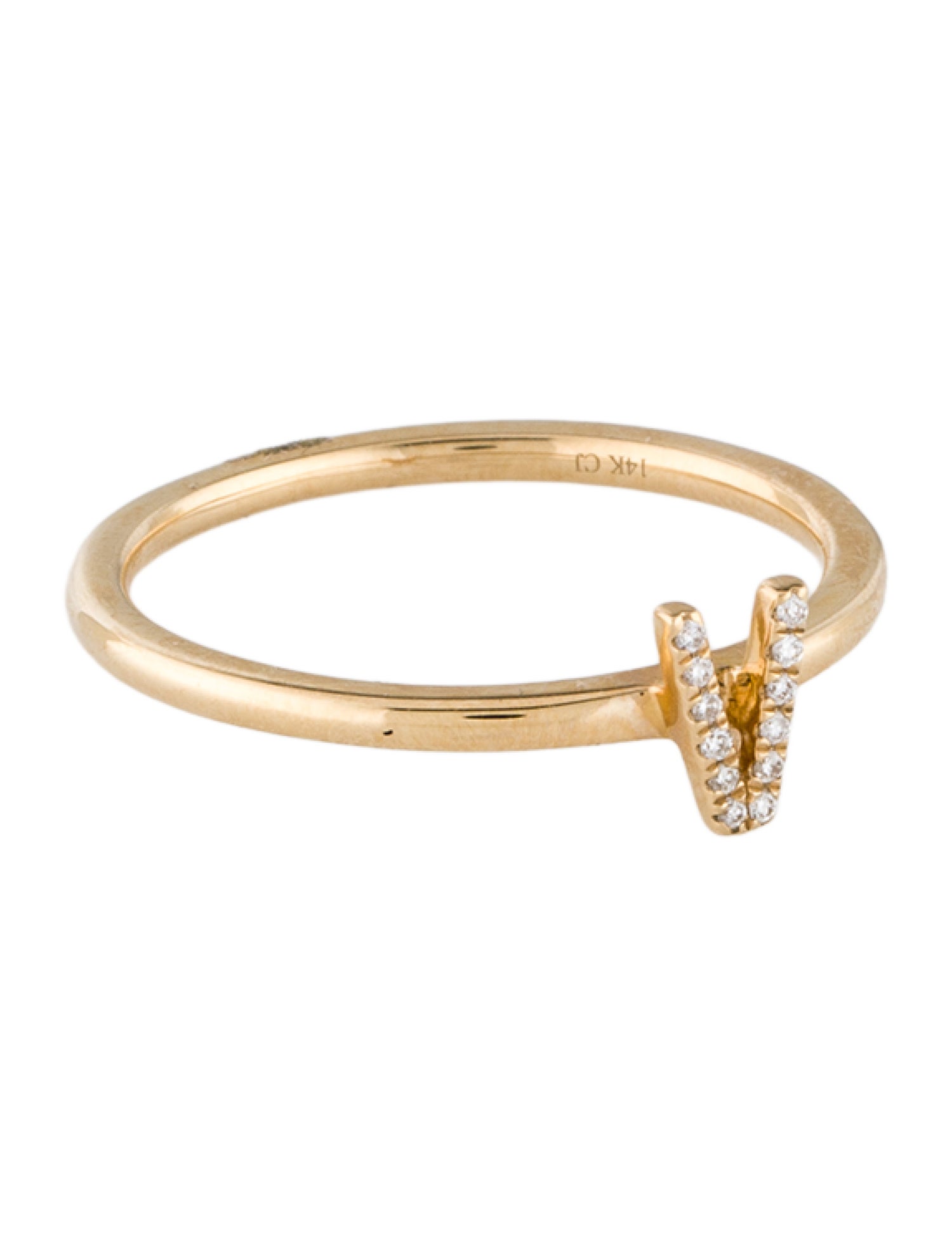 Ring 14K Diamond Initial 'V'