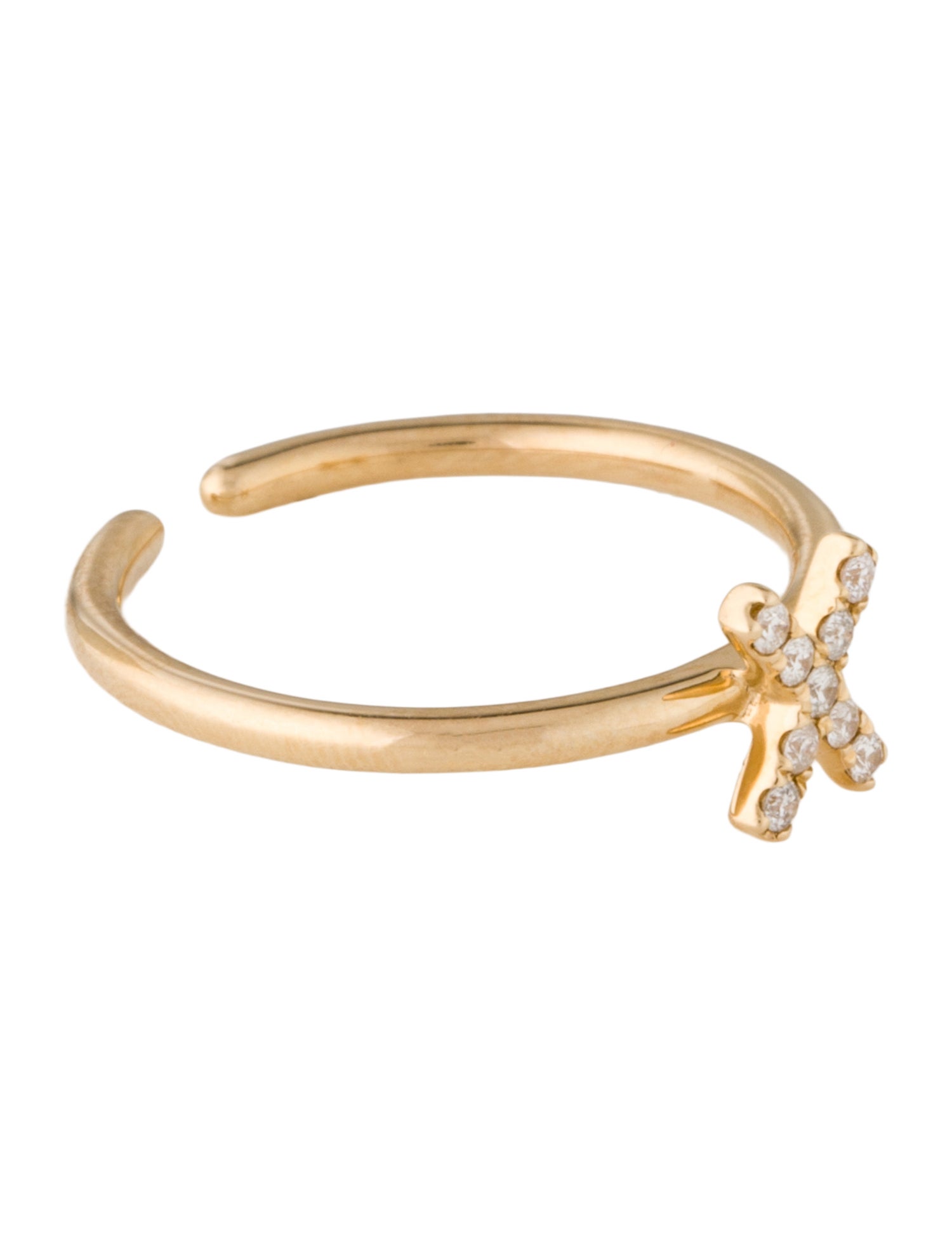 Ring 14K Diamond 'X' Cocktail Ring