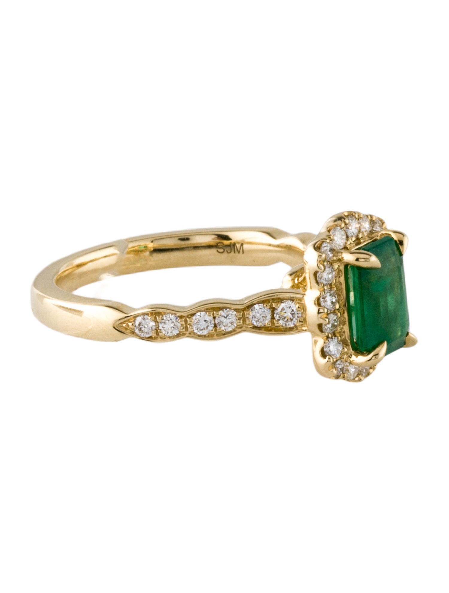 Ring 14K Emerald & Diamond Cocktail Ring