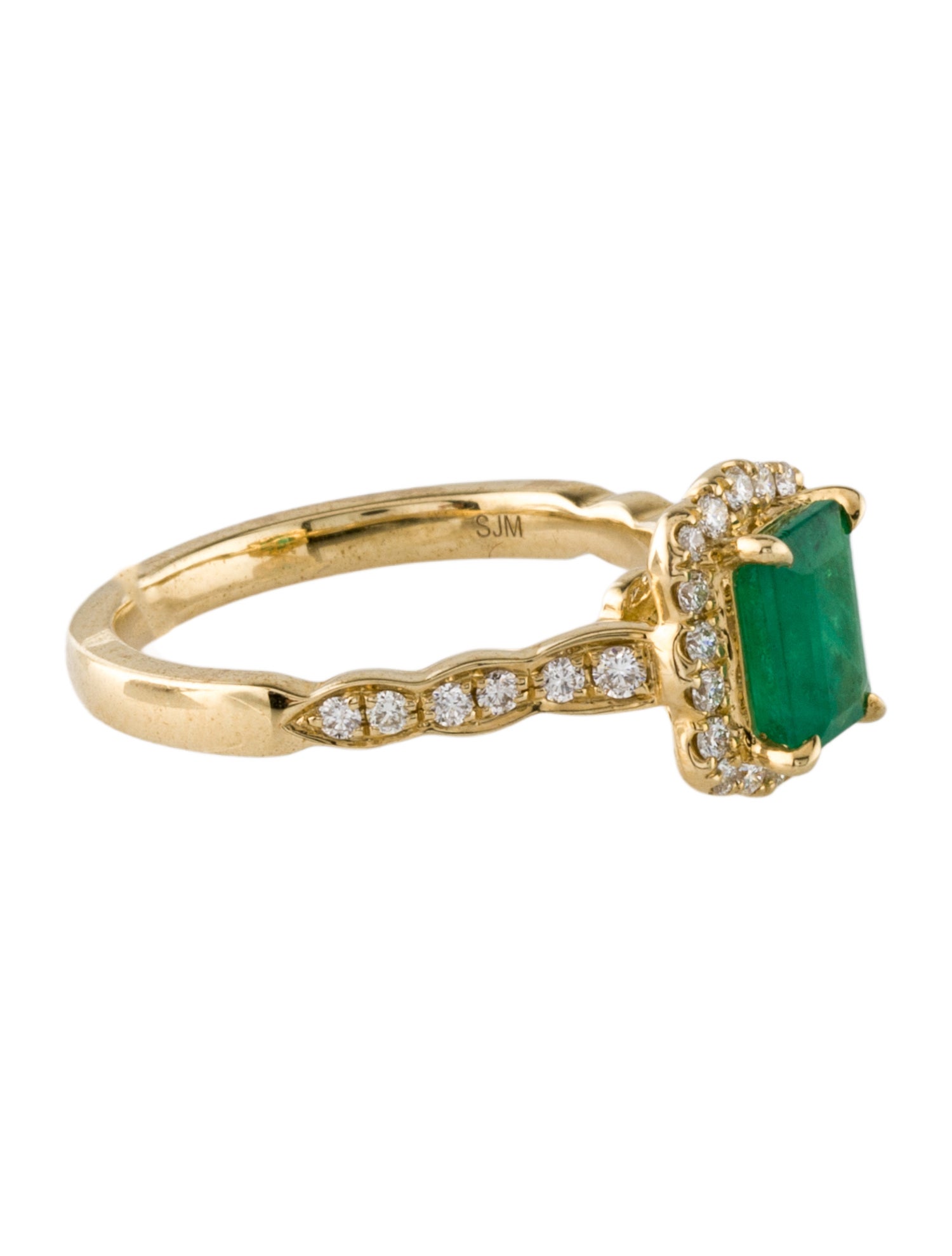 Ring 14K Emerald & Diamond Cocktail Ring