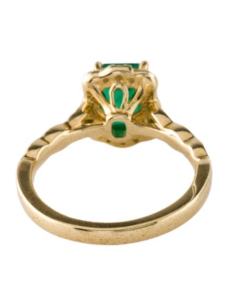 Ring 14K Emerald & Diamond Cocktail Ring