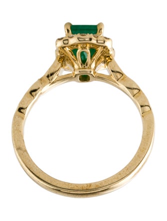 Ring 14K Emerald & Diamond Cocktail Ring