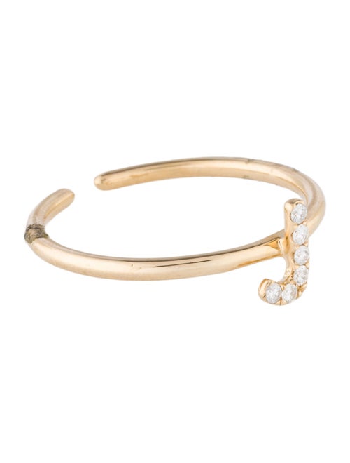 Ring 14K Diamond Initial 'J' Open End Cocktail Ring