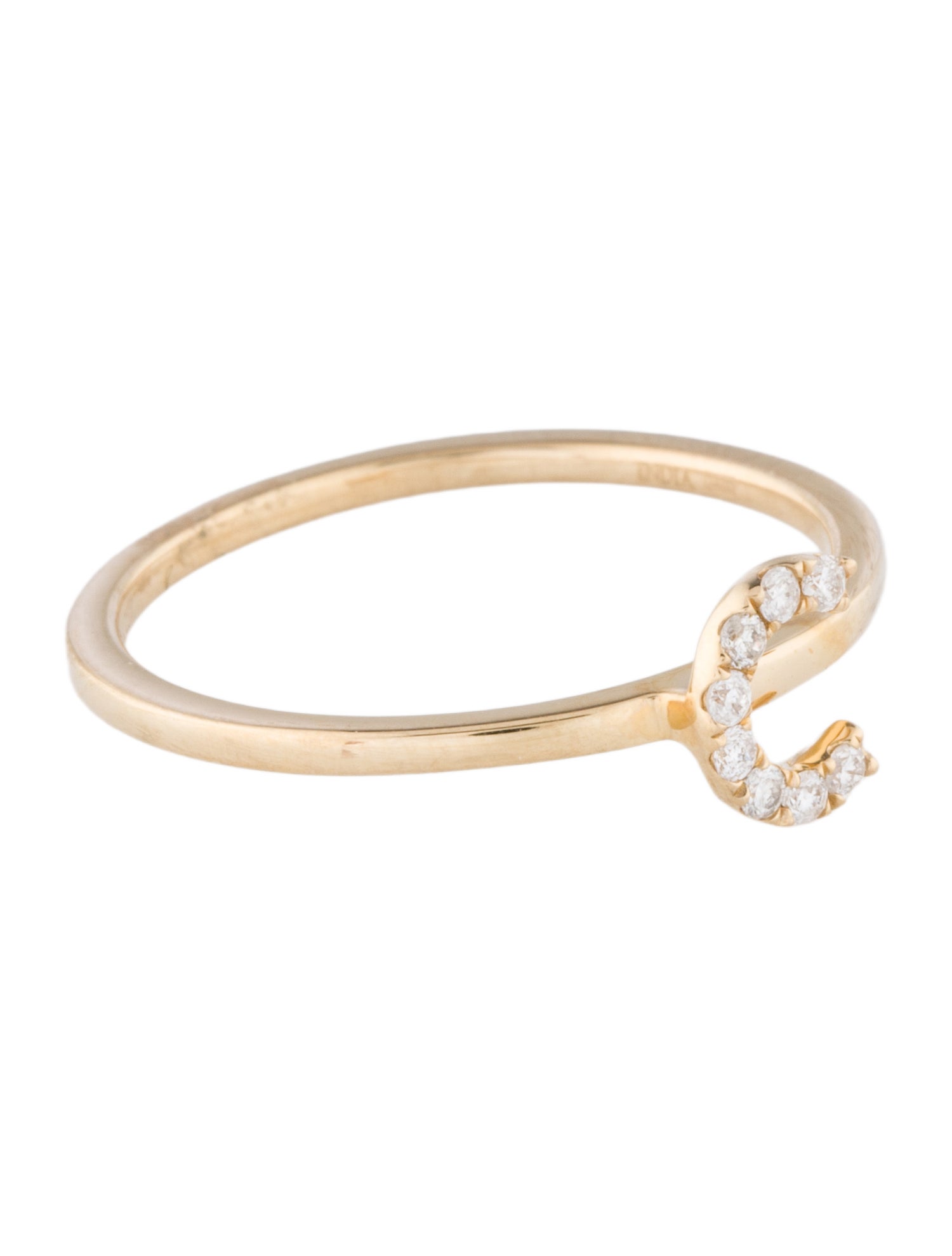 Ring 14K Diamond Initial 'C' Cocktail
