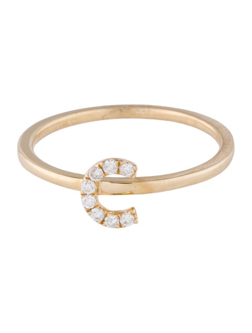 Ring 14K Diamond Initial 'C' Cocktail Ring