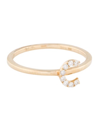 Ring 14K Diamond Initial 'C' Cocktail Ring