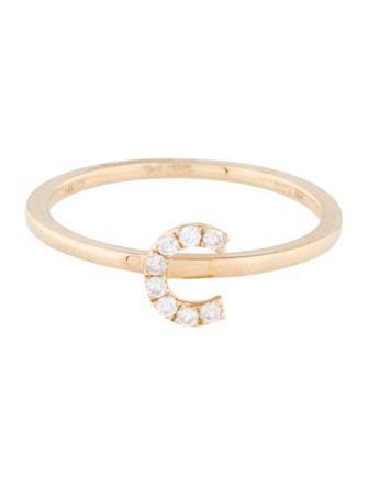 Ring 14K Diamond Initial 'C' Cocktail Ring