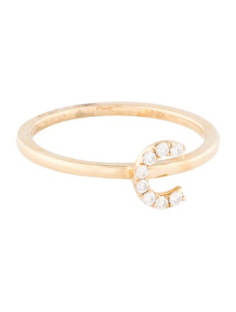 Ring 14K Diamond Initial 'C' Cocktail Ring