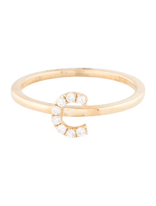 Ring 14K Diamond Initial 'C' Cocktail Ring