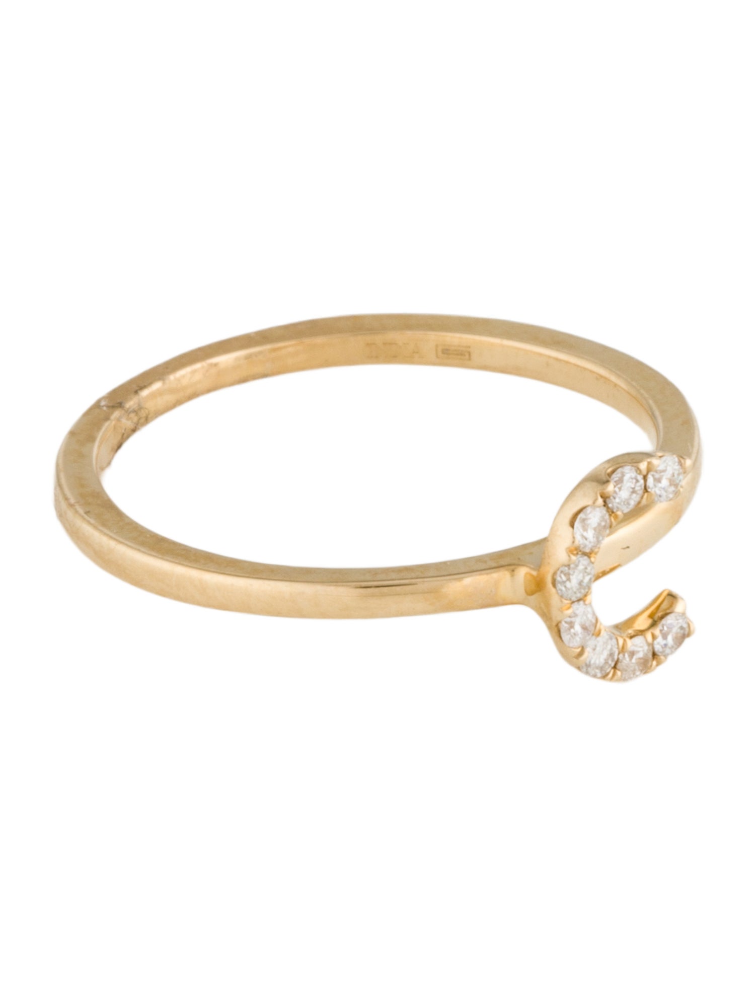 Ring 14K Diamond Initial 'C' Cocktail