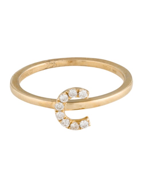 Ring 14K Diamond Initial 'C' Cocktail Ring