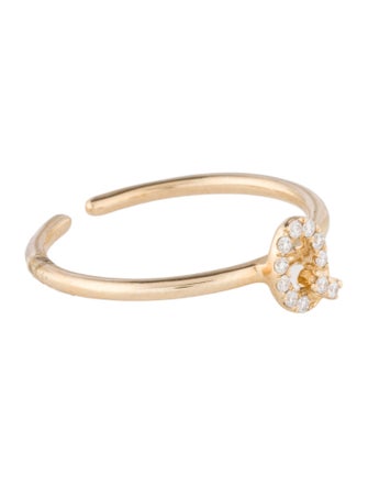 Ring 14K Diamond Initial 'Q' Open End Cocktail Ring