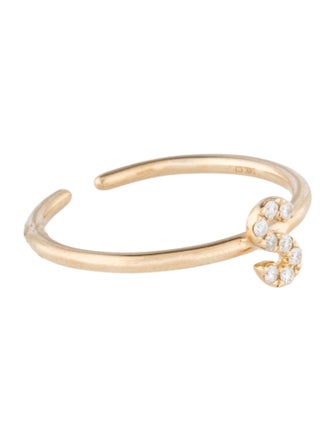 Ring 14K Diamond Initial 'S' Open End Cocktail Ring