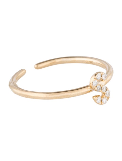 Ring 14K Diamond Initial 'S' Open End Cocktail Ring