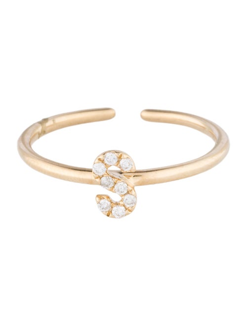 Ring 14K Diamond Initial 'S' Open End Cocktail Ring