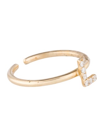 Ring 14K Diamond Initial 'L' Open End Cocktail Ring