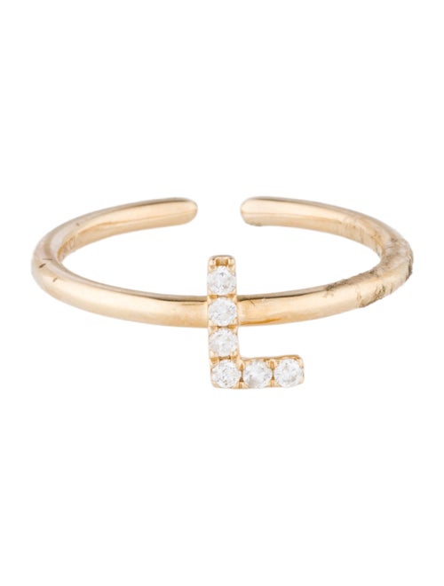 Ring 14K Diamond Initial 'L' Open End Cocktail Ring
