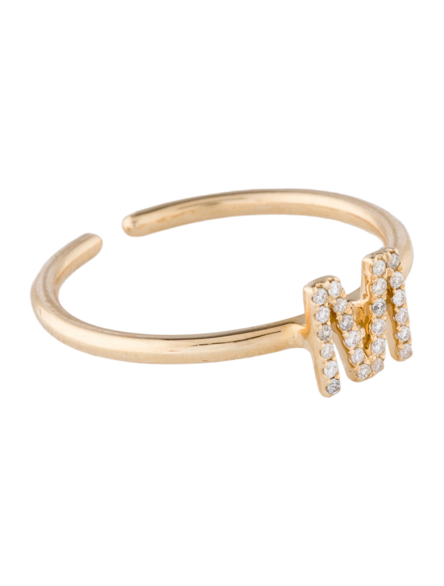 Ring 14K Diamond Initial 'M' Open End Cocktail