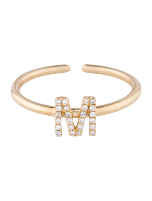 Ring 14K Diamond Initial 'M' Open End Cocktail Ring