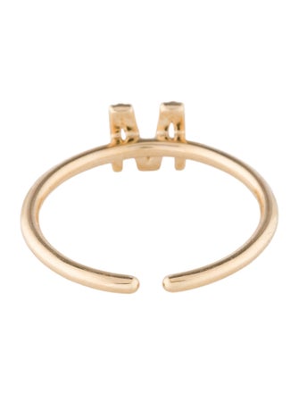Ring 14K Diamond Initial 'M' Open End Cocktail Ring